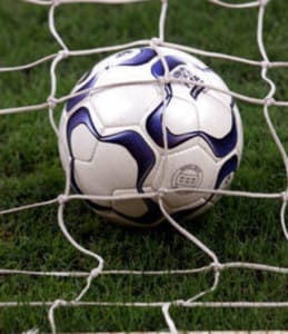 MI-3-22/8/02- MILANO- SPR- CALCIO: DIRITTI TV.. Un pallone denmtro una porta. DANIEL DAL ZENNARO