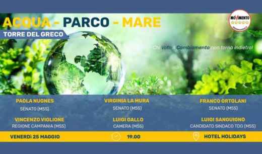Torre al voto: domani incontro su “Acqua, Parco, Mare” con il M5S