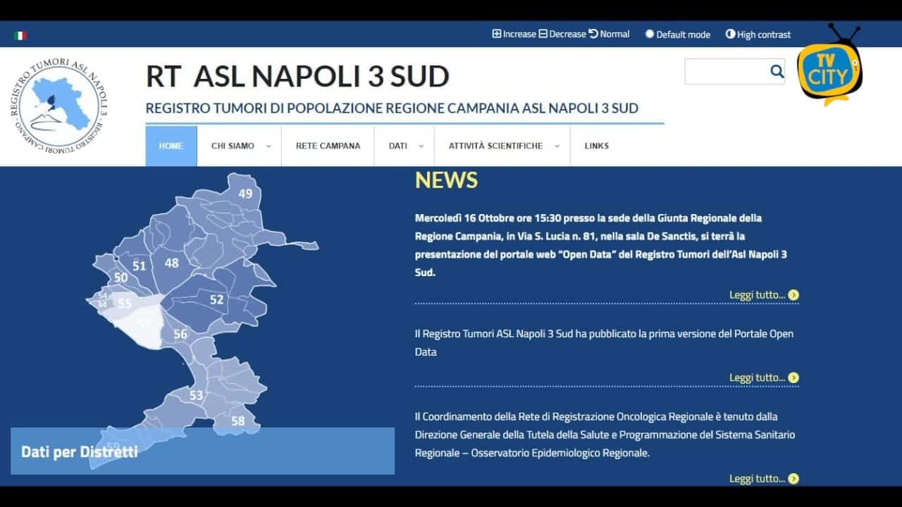 Registro Tumori Asl Napoli 3 Sud, ecco il portale Open data