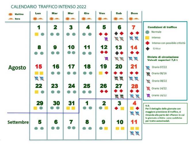 caslendario traffico