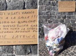 Lascia indumenti usati per strada, la risposta non tarda ad arrivare