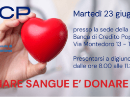 BCP: il 23 giugno mattinata dedicata alla donazione del sangue