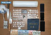 Arrestato 44enne: sequestrati cocaina, hashish e munizioni droga e contanti