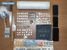 Arrestato 44enne: sequestrati cocaina, hashish e munizioni droga e contanti