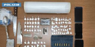 Arrestato 44enne: sequestrati cocaina, hashish e munizioni droga e contanti